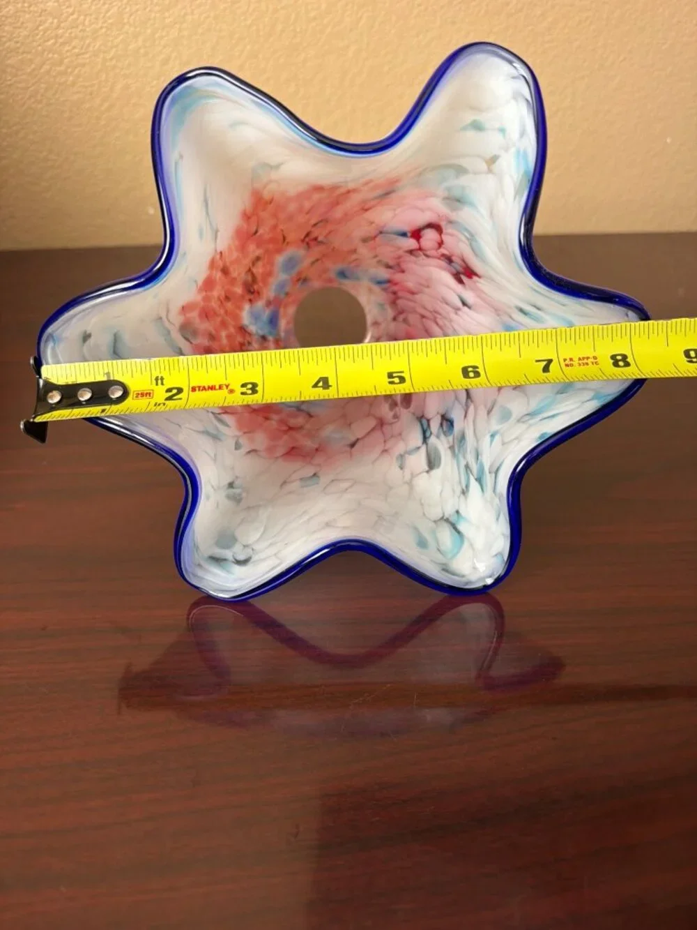Hand Blown Murano Style Millefiori Art Glass Lamp Shade 1⅝" Fitter Ruffled Rim - Picture 8 of 10